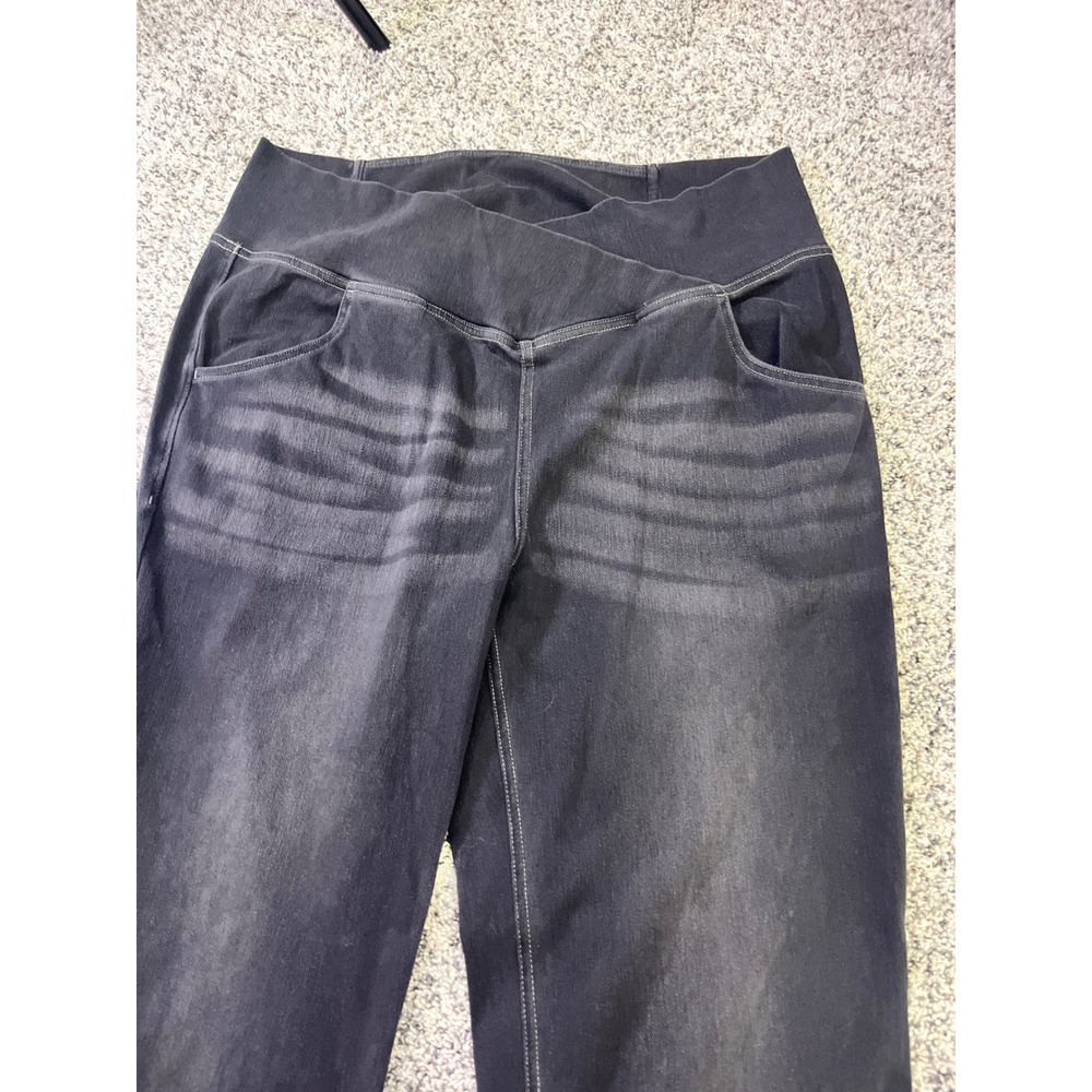Halara Flex Crossover Waist Flare Jeans Charcoal Faded Black Womens XL NEW - Picture 3 of 10